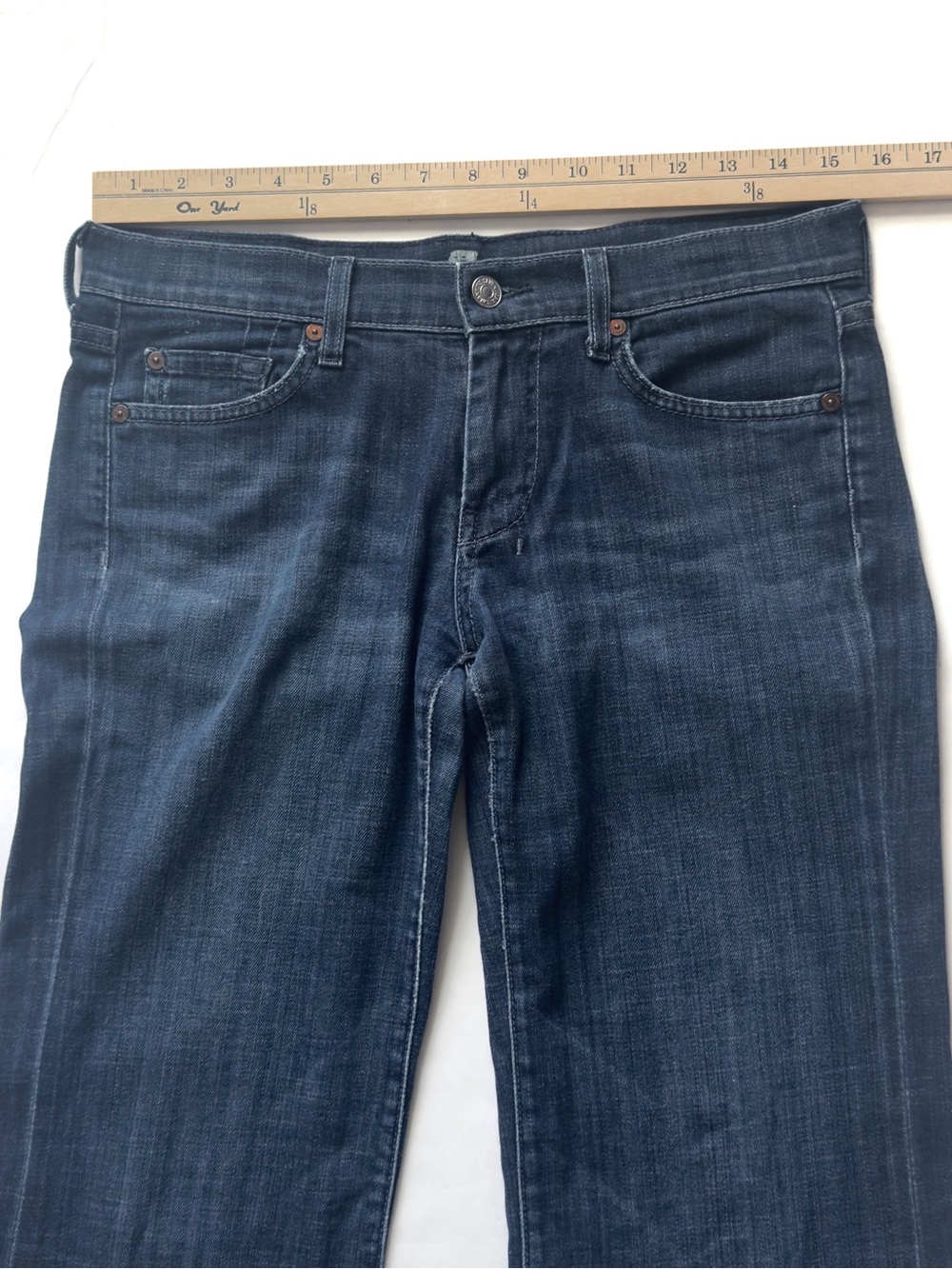 7 For All Mankind Dojo Jeans Womens 28 Flare Wide Leg Boho Medium Wash Denim - Picture 8 of 13